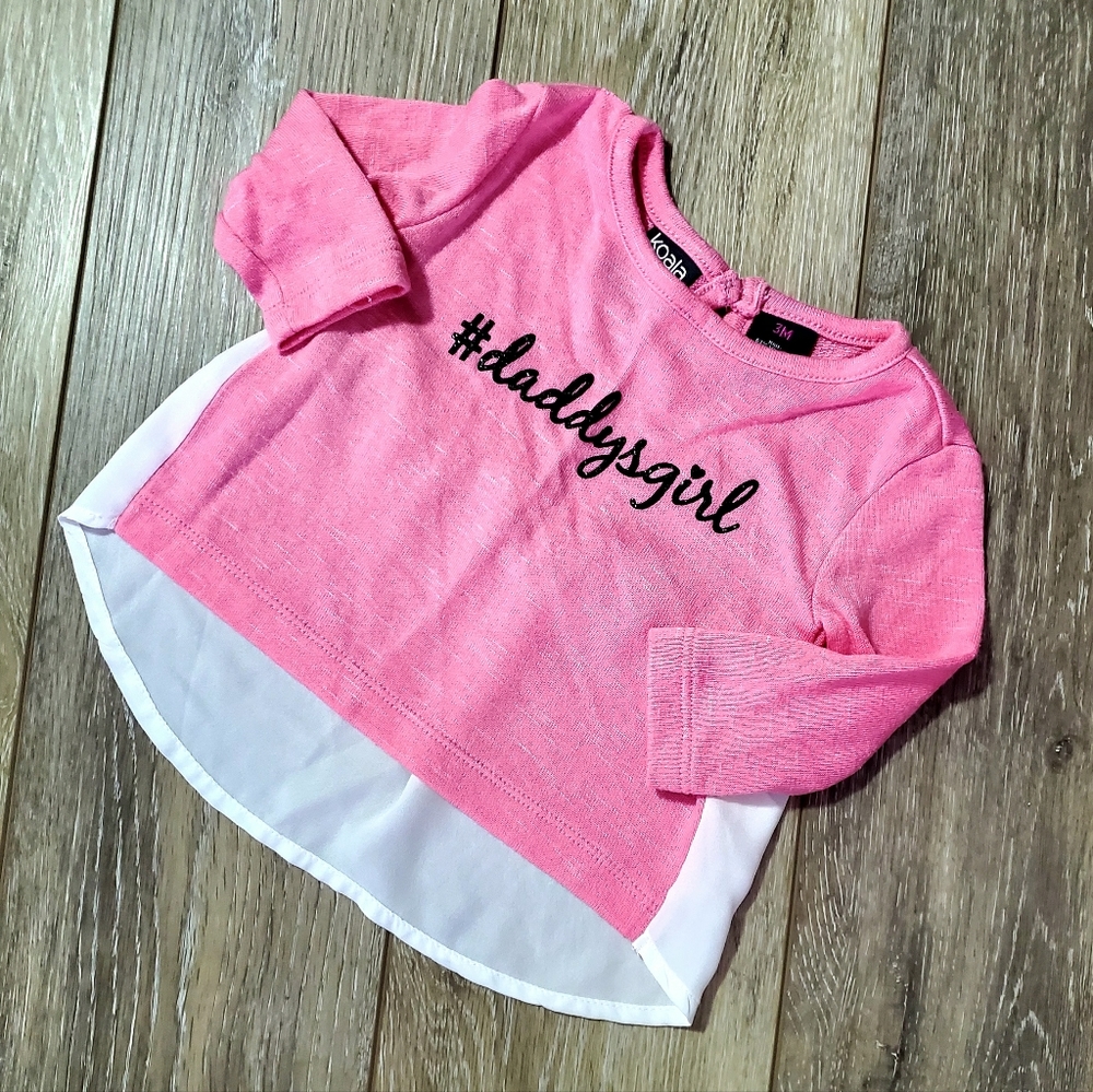 Koala KIK baby's pink and white long sleeve top "daddy's girl" graphic  3Mo.